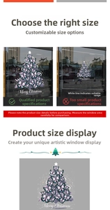 Detail of Christmas butterfly tree static window sticker with Merry Christmas text