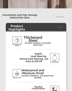 Detail showing thickened steel door rack with waterproof finish and heavy load capacity
