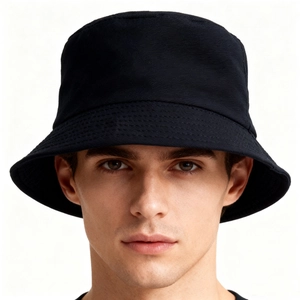 Cotton Bucket Hat Solid Color Flat Top Sun Protection Fisherman Hat For Outdoor Travel Casual Unisex Basin Hat