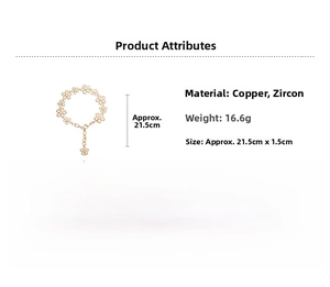 Detailed size and weight specs for the French vintage hollow flower zircon bracelet