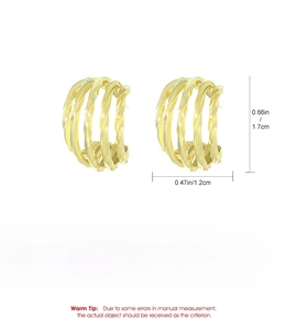 French style gold multi-layered twisted hoop earrings for women made of alloy metal