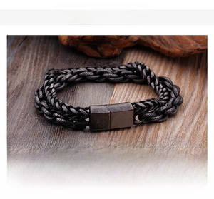 Detail of multi-layer stainless steel dragon scale chain bracelet weighing about 63g