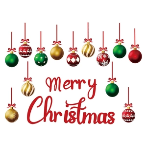 Stickers muraux de Noël avec boules colorées et lettrage Joyeux Noël festif