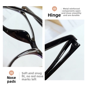 Détails des plaquettes de nez intégrées souples et charnières métalliques renforcées