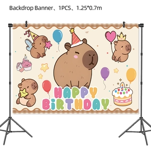 Capybara theme birthday party backdrop banner 1.25x0.7m for kids celebration decor
