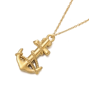 Gold plated stainless steel anchor pendant necklace for DIY jewelry making accessories