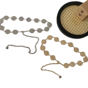 Hollow metal circle waist chain in gold and silver finish for dresses and suits