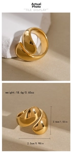 Detail showing dimensions and 18.6g weight of the minimalist gold double petal ring