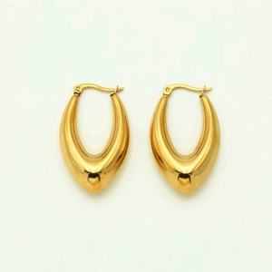 Polished gold teardrop hollow earrings in premium stainless steel with a sleek finish