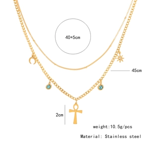 Detailed specs of double-layer stainless steel necklace with size and weight info