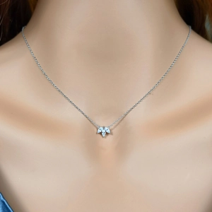 925 Sterling Silver Clover Leaf Pendant Necklace With AAAAA Zirconia French Minimalist Clavicle Chain For Women