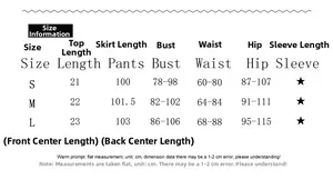 Detailed size guide table for women's halter top and slit maxi dress two-piece set