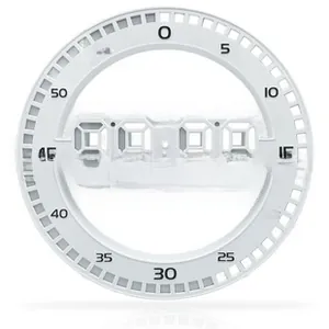 Modern white 3D minimalist wall clock with digital display and hollow-out circular frame