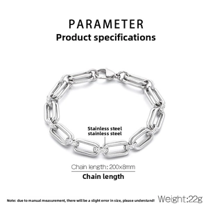 Detail of stainless steel double layer bracelet with dimensions 200x8mm and lobster clasp