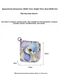 Detail view of mini floral storage bag with dimensions 13x10x4cm and snap closure
