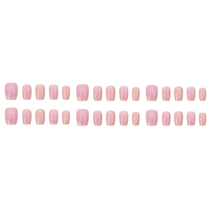 Pink and nude french tip press-on nails with 24 pieces of square-round fake nail set