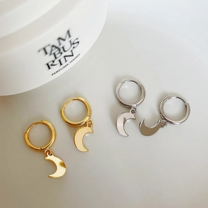 Minimalist Hoop Earrings With 925 Sterling Silver Earring Post Star Moon Lightning Charms Elegant Jewelry For Women
