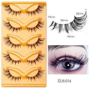 5-pair set of thick fox-style false eyelashes with pearls and specific length dimensions