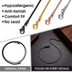 Classic 1.5mm round snake bone chain necklaces in gold, silver, rose gold and black finish