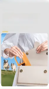 Orange pet toy gun for outdoor interaction, shown fitting easily into a handheld bag