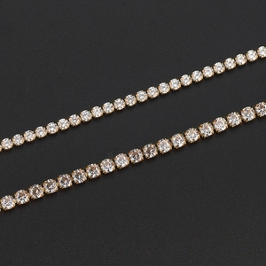 Detailed view of single row sparkling cubic zirconia gold plated tennis chain links