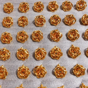 Irregular water ripple rose flower stud earrings with elegant gold spiral metal texture