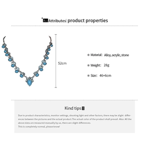 Detailed view of bohemian V-shape necklace with blue stones and adjustable chain