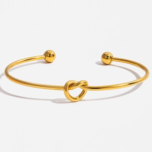 Knot Cuff Bracelet 18K Gold Plated Stainless Steel Open Design Minimalist Jewelry For Women Elegant Gift