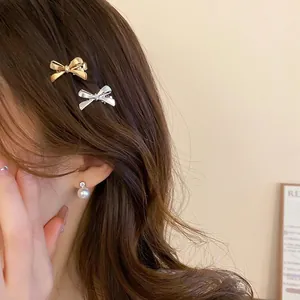 Mini Bowknot Metal Hair Clips Elegant Duckbill Side Clips Minimalist Fashion Hair Accessories For Women