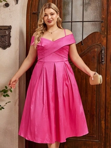 Robe Longue En Satin Grande Taille Femmes Épaules Dénudées Croisé Sexy Élégant Fête Soirée Grande Ourlet Robe Longue