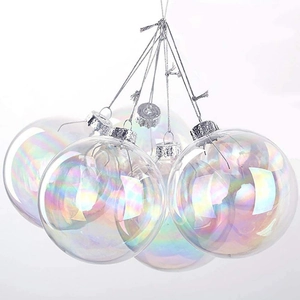 Iridescent Transparent Christmas Ball Ornaments PET Plastic Rainbow Hanging Tree Decorations For Holiday Wedding Party Modern