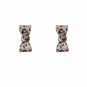 Retro leopard print bow stud earrings in a minimalist and elegant jewelry style