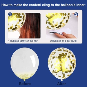 Guide pour faire adhérer les confettis dorés à l'intérieur des ballons de fête clairs