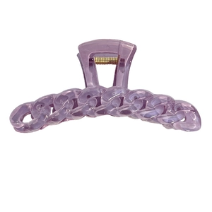 Elegant large purple translucent chain style hair claw clip for women's hair styling