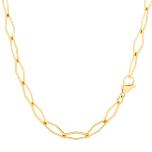 Minimalist geometric gold titanium steel necklace with elegant hexagonal chain links