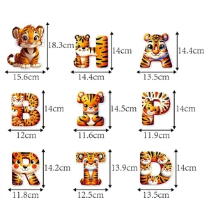 Tiger theme happy birthday banner set with detailed letter and graphic size dimensions