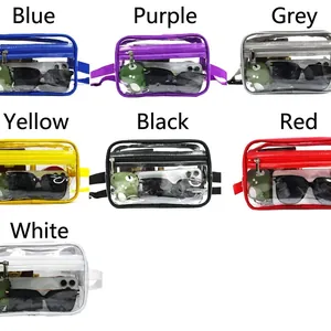 Clear waterproof PVC waist bag set in multiple colors with adjustable nylon straps