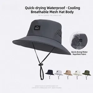 Outdoor Bucket Hat Waterproof Breathable Mesh Wide Brim UV Sun Protection Quick Dry Fishing Hiking For Men Women