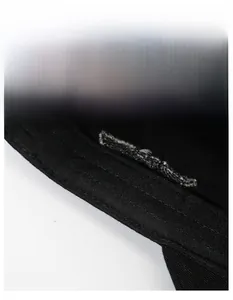 Detail view of the widened sweatband inside the breathable black camouflage baseball cap
