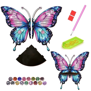 DIY Diamond Painting Butterfly Corner Shelf Set with tools and colorful gemstones