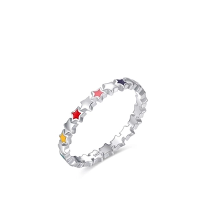 Bague En Argent Sterling 925 Étoile Émail Coloré Bijoux Minimalistes Personnalisés Doux Pour Femmes