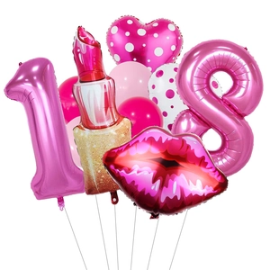 Set de ballons rouge à lèvres et lèvres avec ballons numéro 18 pour fête
