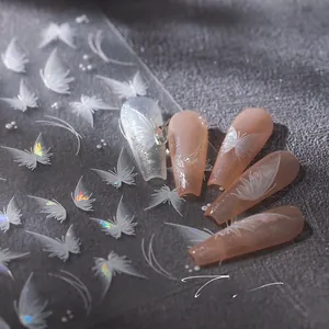 Détails macro des autocollants 3D papillon M-694 avec effets laser holographiques