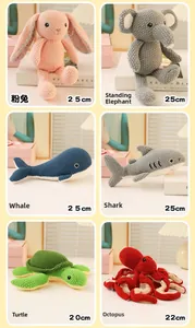 Detailed grid of crochet plush animals including rabbit, elephant, and sea creatures