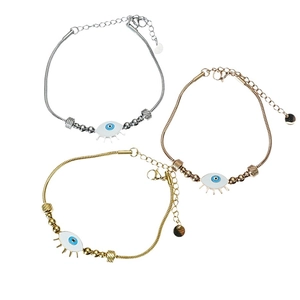 Bracelet Chaîne Serpent Oeil Du Mal Acier Inoxydable Email Pendentif Nazar Bijoux Mode Pour Femmes Hommes Poli