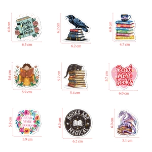 50pcs holographic book lover stickers with stars, flowers and dragons for laptops