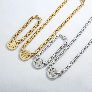 Ensemble de bijoux main de Fatima en acier inoxydable avec cristaux dorés et argentés