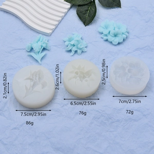 Floral silicone fondant mold set with 3 flower designs and pine cone for DIY cake baking