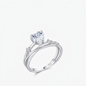 Heart Shaped Moissanite Ring 925 Sterling Silver Intertwined Band Cubic Zirconia Elegant Jewelry For Women