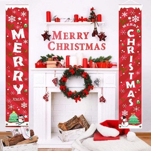 Striscioni natalizi rossi Merry Christmas per decorazioni per portici e caminetti
